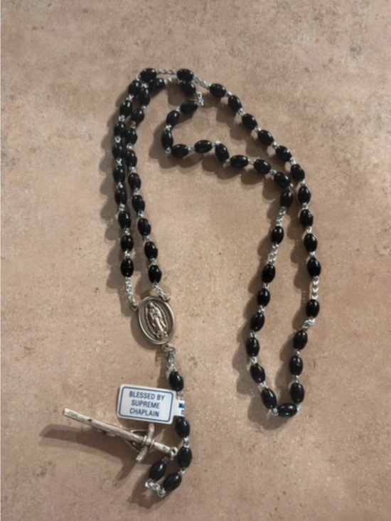 Other - Black Rosary Necklace with Crucifix